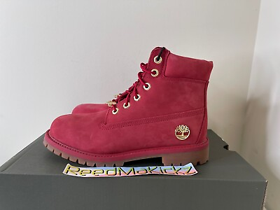 #ad Timberland 6 inch Premium Boots Dark Red Gold Nubuck GS Kids Youth TB0A42RR F41 $69.99