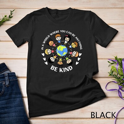 #ad In A World Be Kind Kids Earth Anti Bullying Unity Day Orange Unisex T shirt $19.99