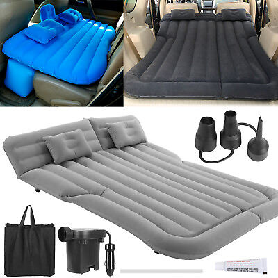 #ad Inflatable Travel Car Mattress Air Bed Back Seat Sleep Rest Mat w 2 Pillow Pump $32.99