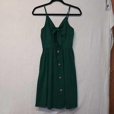 #ad Unbranded Emerald Green Pocketed Adjustable Straps Sun Dress Women#x27;s Size S $18.99
