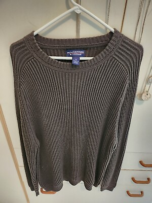 #ad XL ROUNDTREE amp; YORKE Men#x27;s Vintage Brown Ribbed 100 % Cotton Pullover Sweater $10.00