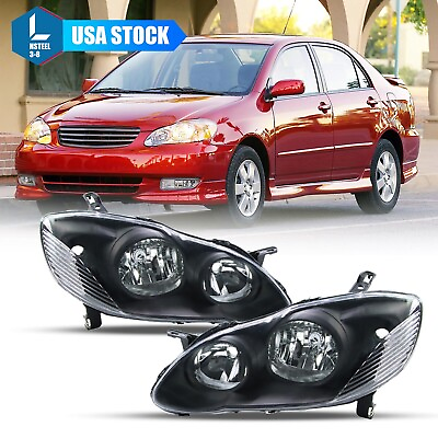 #ad #ad Pair Headlight Assembly for 2003 2008 Toyota Corolla Clear Lens Headlamps $44.74