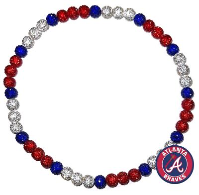#ad Atlanta Braves Acuna Rhinestone Crystal Iced Disco Ball Beaded Baseball Necklace $25.99