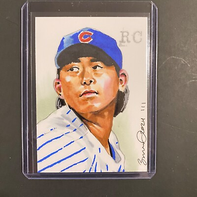 #ad Shota Imanaga Chicago Cubs 1 1 original art drawn sketch card aceo rc $34.99