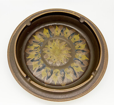 #ad MASSIVE Stoneware Designs West SDW Sunflower Ashtray California Pottery VTG. 70s $106.25