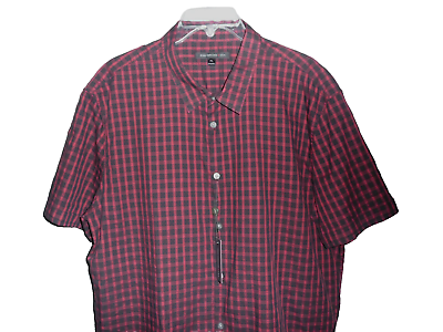 #ad Mens John Varvatos Red Plaid Short Sleeve Button Front Camp Shirt SZ XL NWT $49.99