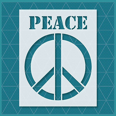 #ad Peace Sign Stencil 14x11 11x8.5 5x4 Reusable Mylar Template Love Hippie $18.69