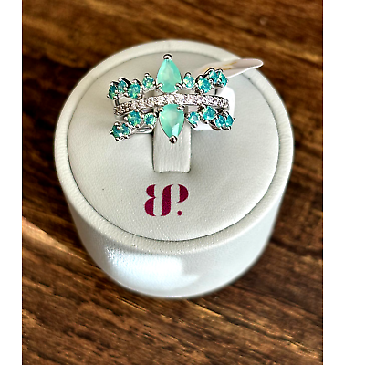 #ad Bomb Party RBP6462 We All Want Sparkle Lab Created Mint Spinel Rhodium Size 7 $34.00