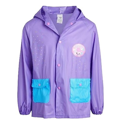 #ad 3T Girl Lilly of New York Purple Donut Theme Waterproof Rain Coat Slicker Jacket $10.89