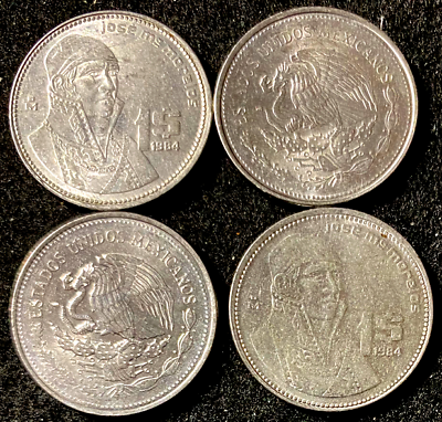 #ad Mexico 4 Coins Set 1 Peso KM496 FOUR Coins Circulated Fine World Coins $4.75