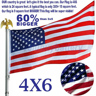 #ad US Nylon American Flag 4x6ft Heavy Duty Extra Large Flag Stars Brass Grommets $5.25