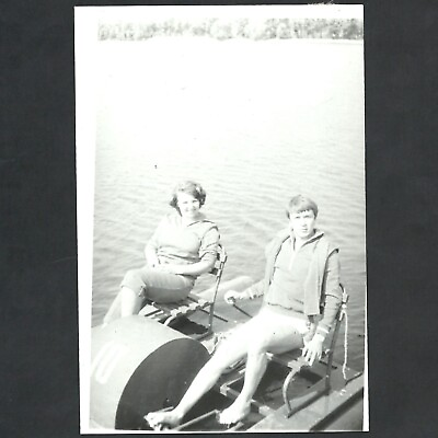 #ad 1970s Man Woman Couple on Water Bicycle River Vintage Old Original USSR Photo $6.00