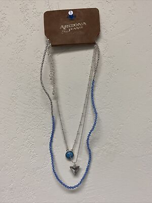 #ad Arizona Jean Co Layered Necklaces Silver Tone Blue Gem $14.99