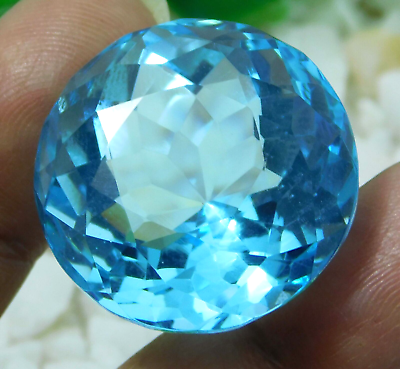 #ad 64.30 Ct Blue Topaz Round Cut Brazilian Natural Loose Gemstone... $14.10