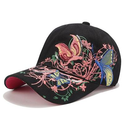 #ad Baseball Cap For Women With Butterflies And Flower Embroidery Adjustable Fashion $10.45