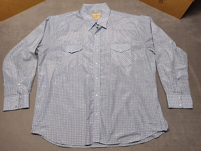 #ad Vintage Cowboy Legend Long Sleeve Pearl Snap Dress Shirt Men#x27;s Size 4X Blue $18.95