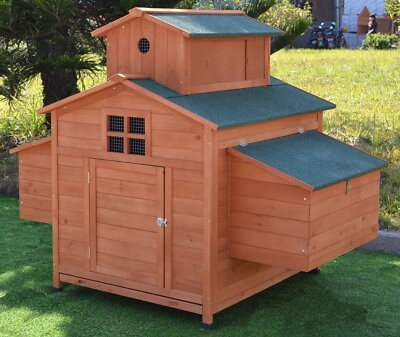 #ad Deluxe Large Backyard Wood Chicken Coop Hen House 6 10 Chickens w 6 nesting box $337.97