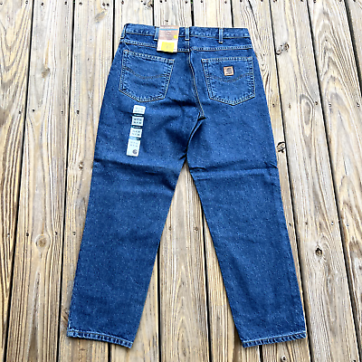 #ad Carhartt Men#x27;s Relaxed Fit Tapered Leg Jeans 35 x 30 Blue B17 DST $27.89