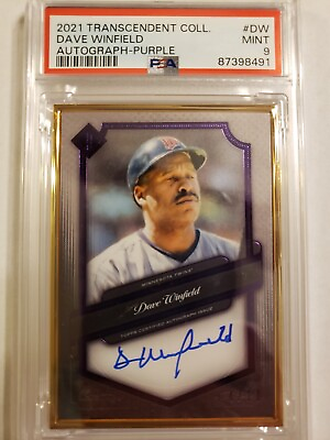 #ad 2021 Topps Dave Winfield Transcendent Purple Gold Framed Autograph #4 10 PSA 9 $164.99