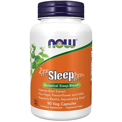#ad NOW Supplements Sleep Valerian Root Plus Hops Passionflower amp; GABA 90 Veg Caps $15.49