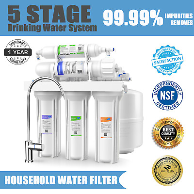 #ad 100GPD Residential Drinking 5 stage Reverse Osmosis System Water USA Filter $129.99