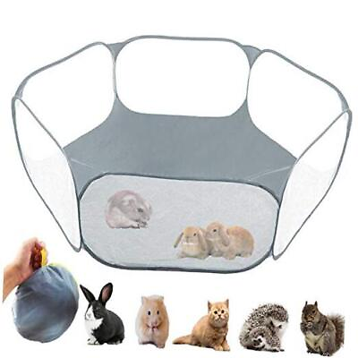 #ad Small Animals TentReptiles CageBreathable Transparent Pet Playpen Pop Grey $23.91