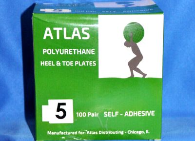 #ad 10 pair Size 5 ATLAS HEEL PLATES 3M Self Adhesive With NailsBlack MADE IN USA $15.89