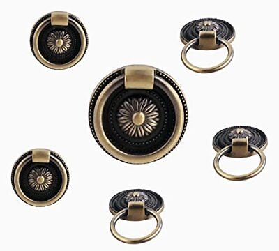 #ad 6 Pcs Antique Drawer Pull Ring Cabinet Ring Handle Cabinet Drawer Dressing Kn... $12.92
