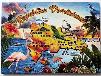 #ad DOMINICAN REPUBLIC MAP CARIBBEAN FRIDGE COLLECTOR#x27;S SOUVENIR MAGNET 2.5quot; X 3.5quot; $8.45