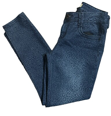 #ad Democracy Women Size 6 Blue Cheetah Print Skinny Crop Denim Jeans $14.99