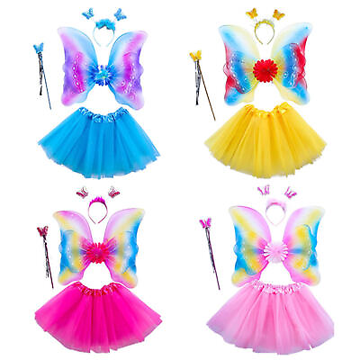 #ad Girls Kids Fancy Dress Up Fairy Halloween Butterfly Wings Tutu Outfit Costume $10.00