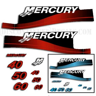 #ad Fits Mercury 40 50 60 hp Outboard Decal Kit Blue or Red $84.95