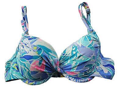 #ad Lilly Pulitzer Bennet Blue Celestial Seas Blossom Underwire Bikini Top Sz 2 Swim $24.43