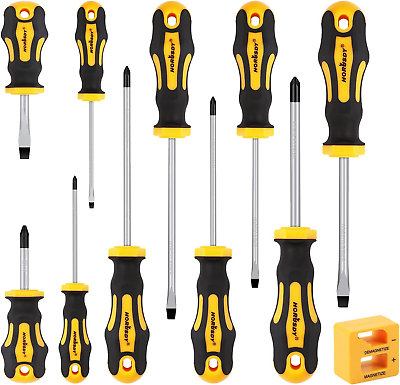 #ad 11 Pieces Screwdriver Set Magnetic 5 Phillips and 5 Flat Head Tips for Fastenin $16.81