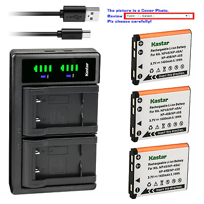 #ad Kastar Battery LCD Dual Charger for NP 45A NP 45B NP 45S Fujifilm FinePix XP140 $15.99