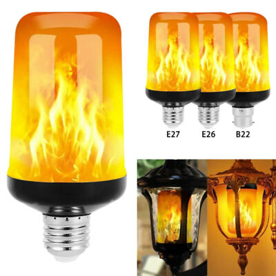 #ad LED Flame Light Bulb 4 Modes Flickering Bulbs Upside Down Effect E26 E27 Base $10.44