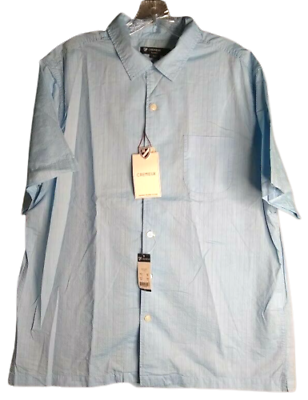 #ad Cremieux Classics Short Sleeve Aqua Blue Button Front Shirt Men#x27;s Size Large $18.00