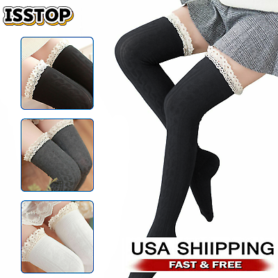 #ad New Girls Ladies Women Thigh High Over the Knee Socks Long Stockings Warm $8.69