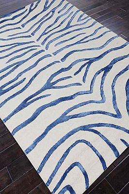 #ad Rug USA Zebra 5#x27;x8#x27; White Blue Handmade Tufted 100% Woolen Area Rugs amp; Carpet $260.20