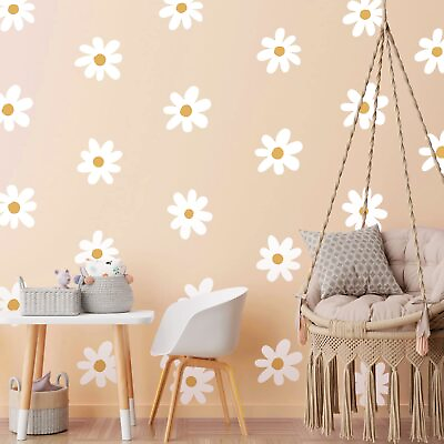 #ad 36 Pcs Daisy Wall Decals Peel and Stick Floral Stickers for Kids Girls Nursery $15.30