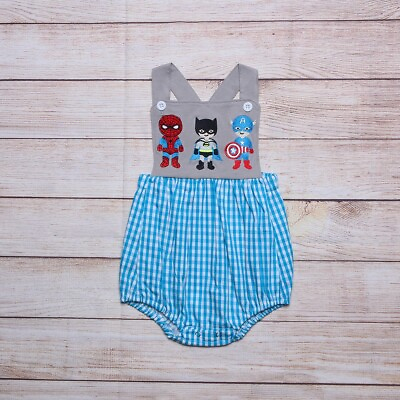 #ad NEW Boutique Superheroes Batman Spiderman Baby Boys Bodysuit Romper Jumpsuit $11.04