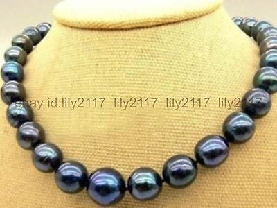 #ad Beautiful New 10 11mm Tahitian Black Natural Pearl Necklace 18quot; AAA $24.29