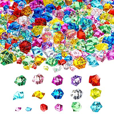 #ad 570 Pcs Fake Plastic Jewels Acrylic Gems Crystals Diamonds Clear Ice Rocks Cr... $23.73