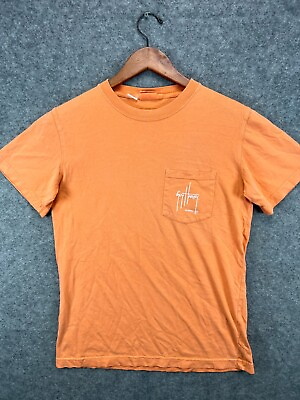 #ad Guy Harvey Vintage Bluewatch T Shirt Mens Small Orange Marlin Crew Short Sleeve $18.89