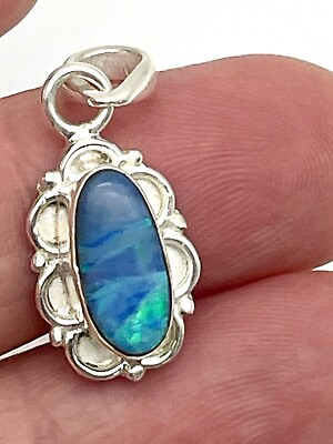 #ad Australian Opal Artisan Pendant In Sterling Setting Exquisite New Without Tags $168.00