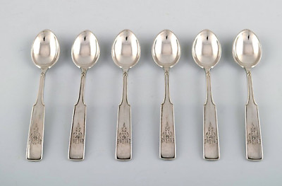 #ad Hans Hansen silverware number 2. Set of six coffee spoons in all silver. 1937 $200.00