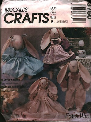#ad 3760 McCalls SEWING Pattern Craft Pattern Stuffed Bunny Rabbit Clothes 3 Sizes $24.99