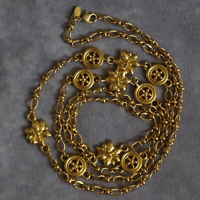 #ad Vintage Necklace Monet Long Opera Gold Tone Metal $9.72