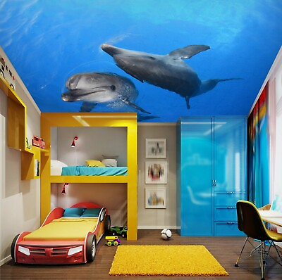 #ad 3D Ocean Dolphin NA2873 Ceiling WallPaper Murals Wall Print Decal AJ US Fay $93.99