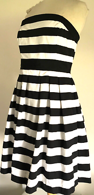 #ad White House Black Market Striped Pinup Dress Halter 6 Knee Length Removable S $24.00